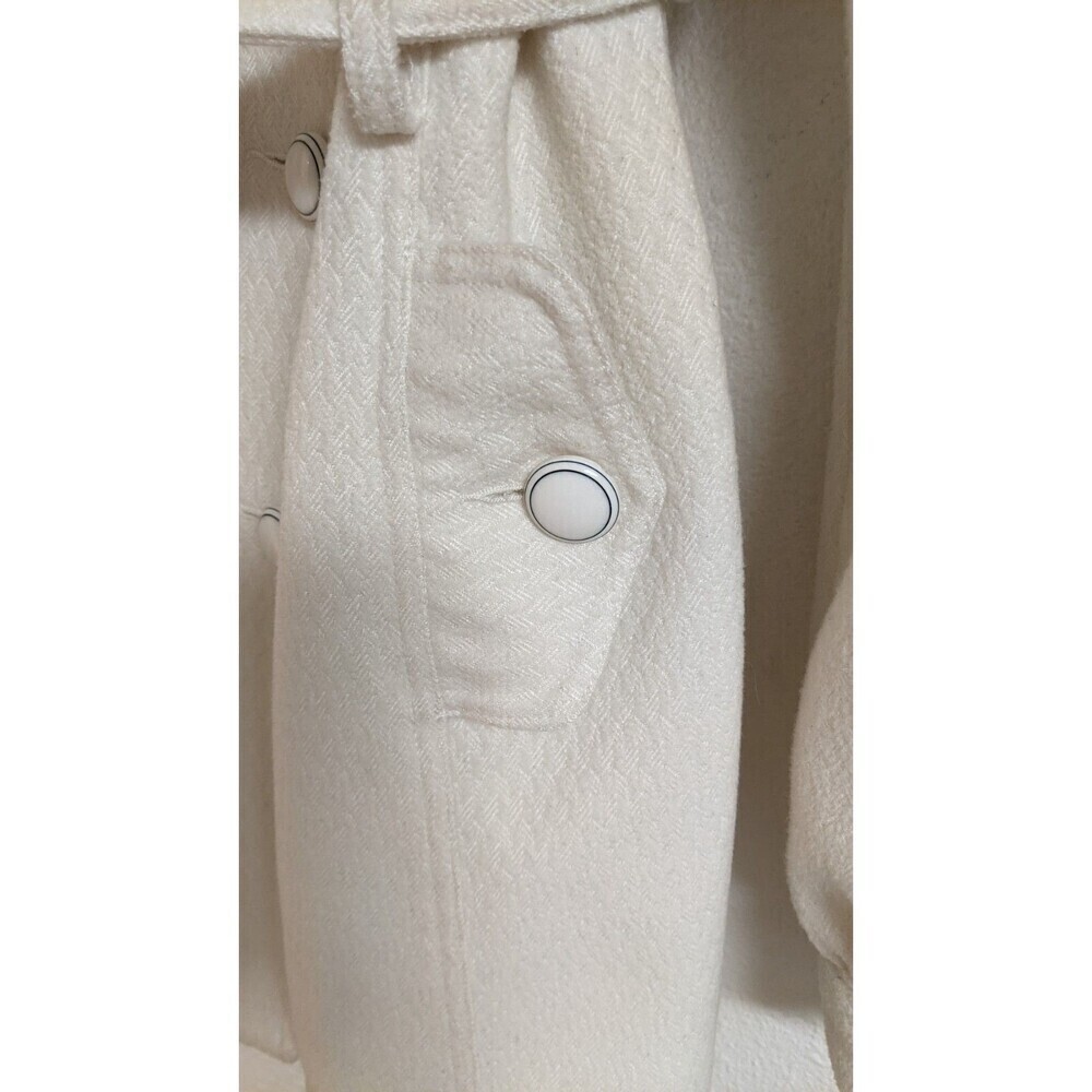 Women's BILLABONG Cotton/Poly Cream Color Double Breasted Belted Coat Size 12 - Picture 10 of 13
